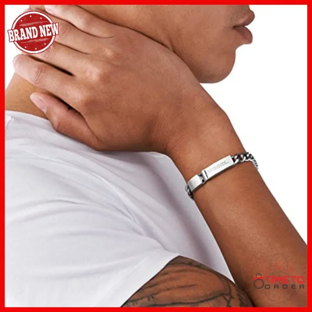 Stainless Steel ID Bracelet with Lobster Clasp, Adjustable Fit